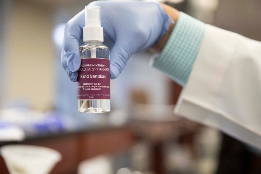 College of Pharmacy compounds hand sanitizer for public safety, health